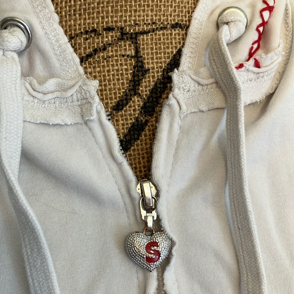 Vintage Y2k Rare Skechers White Embroidered Floral Stitched Zip Up Hoodie Xl View 4